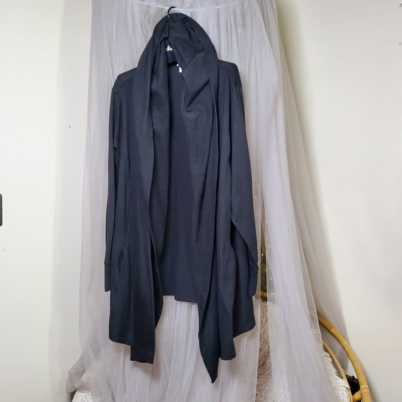 Whimsigoth Witchy Goblin Cardigan Hooded Black Open Front Waterfall 3X Fairy - Picture 3 of 6